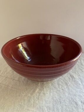 Vintage Bauer Ringware Red Mixing Bowl 9.75” Early California Pottery Kitchenwar